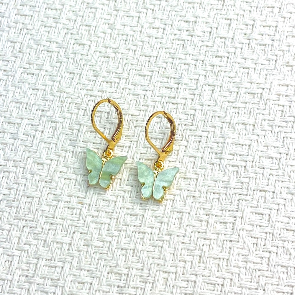 Gold Plated Fluorite Butterfly Earrings